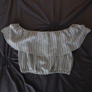 Off The Shoulder Striped Crop Top